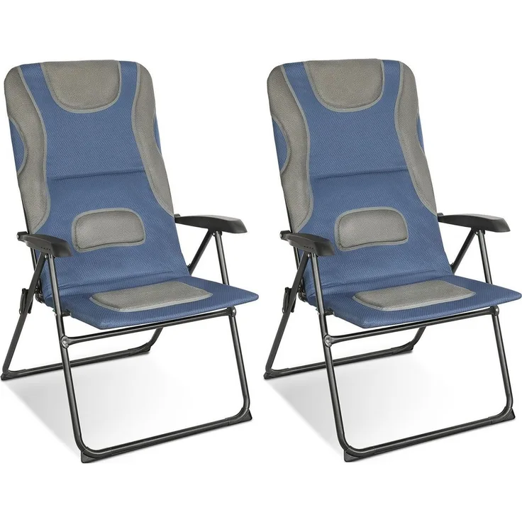 HOMECALL Campingstuhl Hochlehner Gartenstuhl Klappstühle Gepolstert Faltstuhl Balkonstuhl (Belastbar 150KG, mit 5-Fach Verstellbare lehne, 2 St)