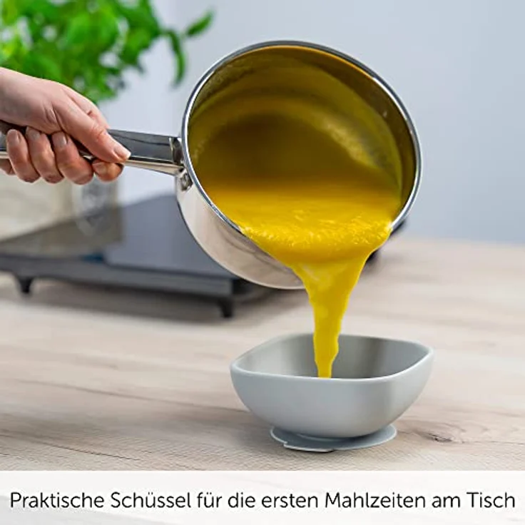 MiaMia Silikon-Schale 2er Pack mit Saugnapf, Monster Design, Petrol und Hellgrau, BPA-frei, mikrowellengeeignet, erhöhten Rand – Bild 6