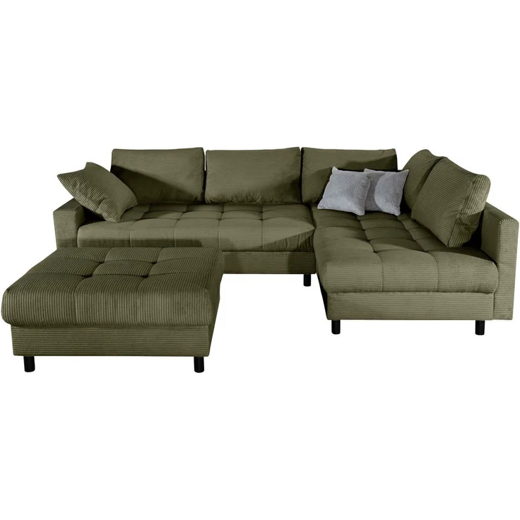 COLLECTION AB Ecksofa Toni XL L-Form 274 cm Set inkl. Hocker, Set: Sofa & Hocker, 2 Zierkissen, Bonell-Federkern – Bild 2