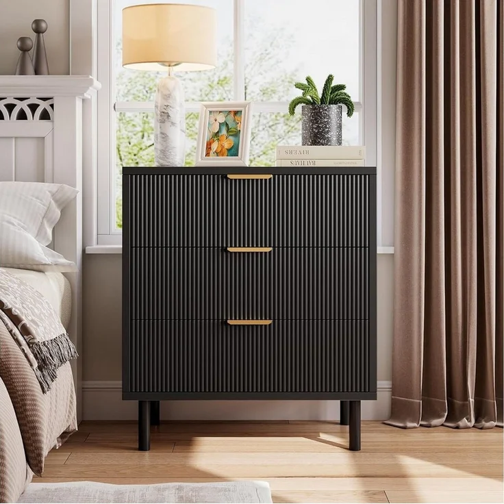 GarveeMore Kommode Kommode mit 3 Schubladen Sideboard Schubladenschrank 70x40x76cm – Bild 1