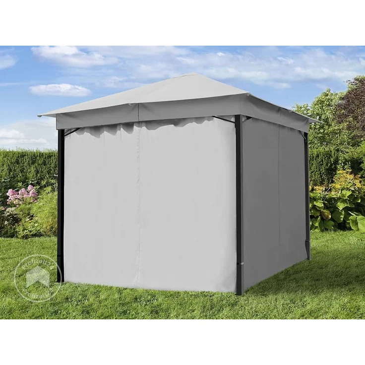 Toolport Gartenpavillon wasserdicht 180g m² Dachplane, Stahlrahmen / Polyester grau, 3x3 m – Bild 3