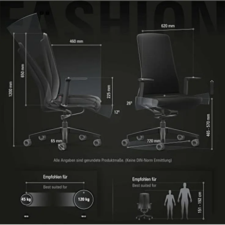 Interstuhl Pure Fashion Edition – Der Bürostuhl passt Sich an Gewicht und Bewegung des Nutzers an – ausgestattet mit der nachgewiesen ergonomischen Smart-Spring Technologie (Schwarz/Schwarz) – Bild 4