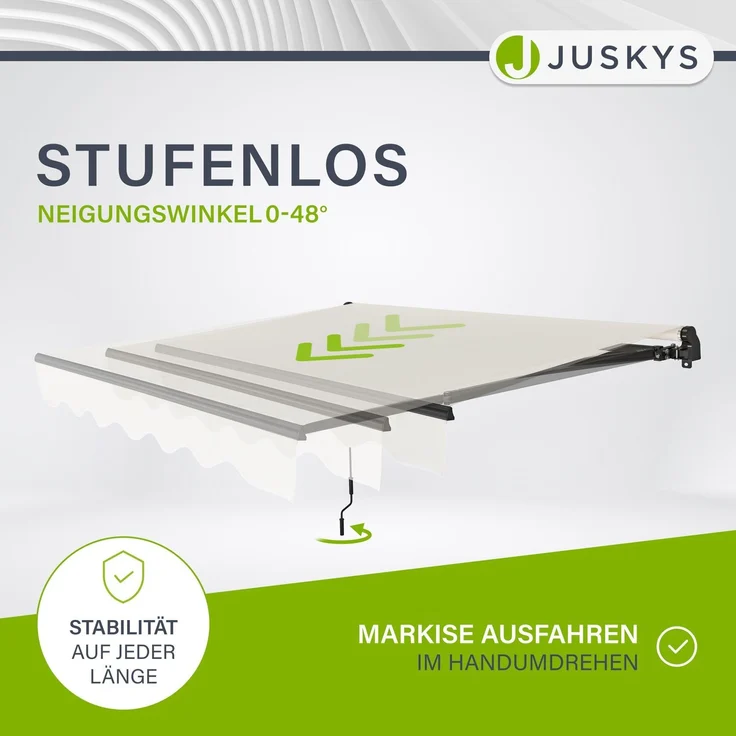 Juskys Markise - Gelenkarmmarkise mit Kurbel & Halterung, Beige, 300x250 cm – Bild 4