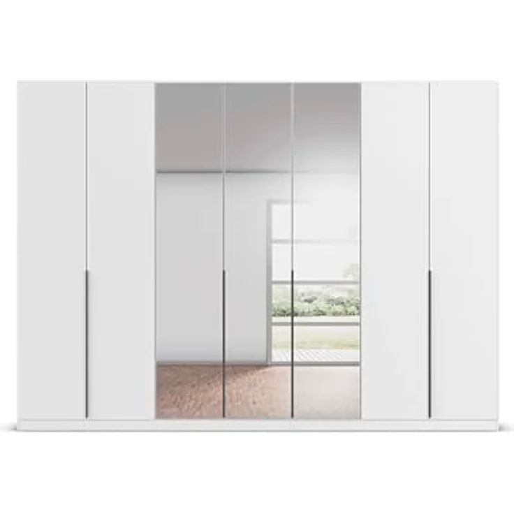 Rauch Möbel Alabama, Kleiderschrank für Schlafzimmer, Kinderzimmer, Wohnzimmer, Garderobe, Flur, 7-türig, Spiegel, mit Zubehör Classic, Farbe Weiß, Breite 315 cm – Bild 8