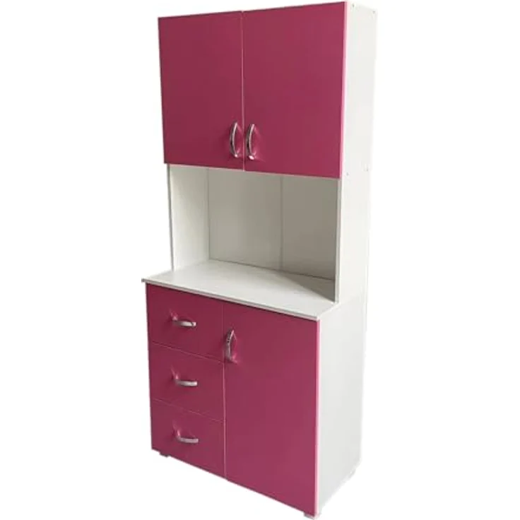 HTI-Living Küchenbuffet Küchenschrank Blanca Pink Weiß (Stück, 1-St, 1 Schrank) Küchenbuffet 6 Regalfächer 3 Schubladen – Bild 4