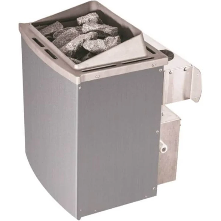Karibu Sauna Sahib 1 mit Dachkranz + 9kW Saunaofen mit integr. Steuerung Graphit-Ganzglastür – Bild 3