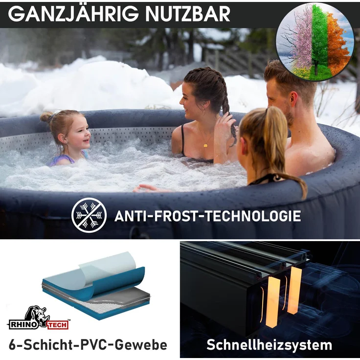 BRAST aufblasbarer Whirlpool 'MSpa Aurora', Ø 204 x 70 cm, für 6 Personen, mit LED-Beleuchtung – Bild 6