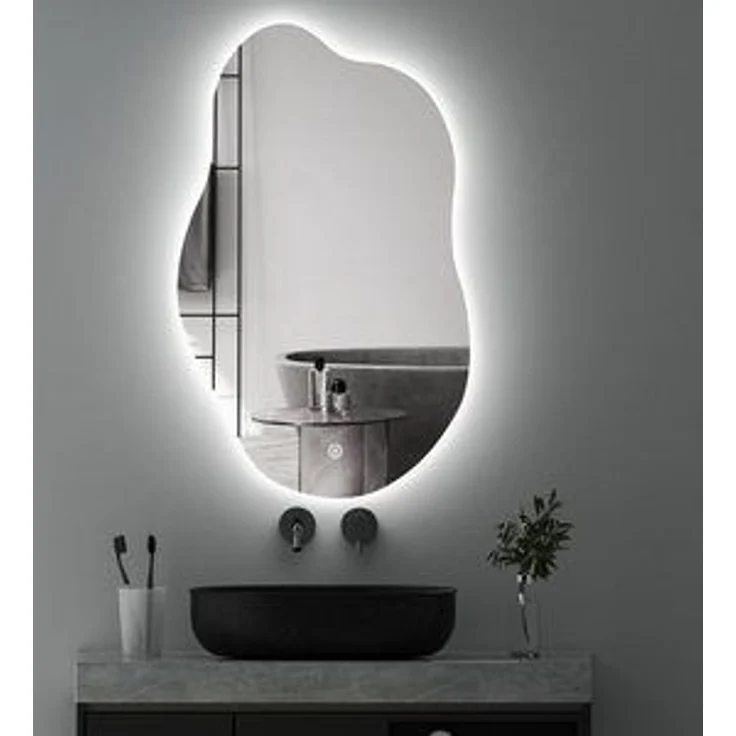 WDWRITTI Wandspiegel mit beleuchtung Badspiegel LED Touch Modern Dreifarbiges Dimmbar (LED Spiegel Bad, Wolke, 52x85cm), LED Multifunktionspiegel – Bild 6