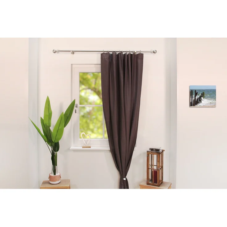 Deco-Raum® Gardinenstange 1-lauf 25mm Kugel | Länge: 230cm | Material: Metall | Farbe: Edelstahl-optik – Bild 6