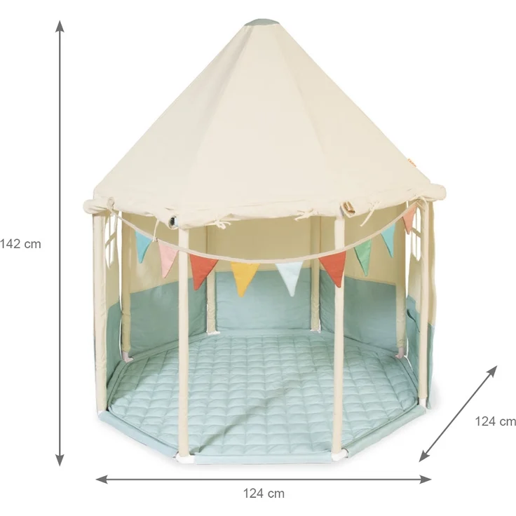 Pinolino 'Pavillon Yuma' Zelt, Baumwolle / Polyester, Blau / Beige, 124 x 124 x 142 cm – Bild 7