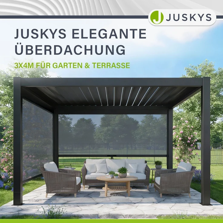 Juskys 'Tahiti' Lamellendach, Stahl / Aluminium anthrazit, 3x4 m – Bild 8