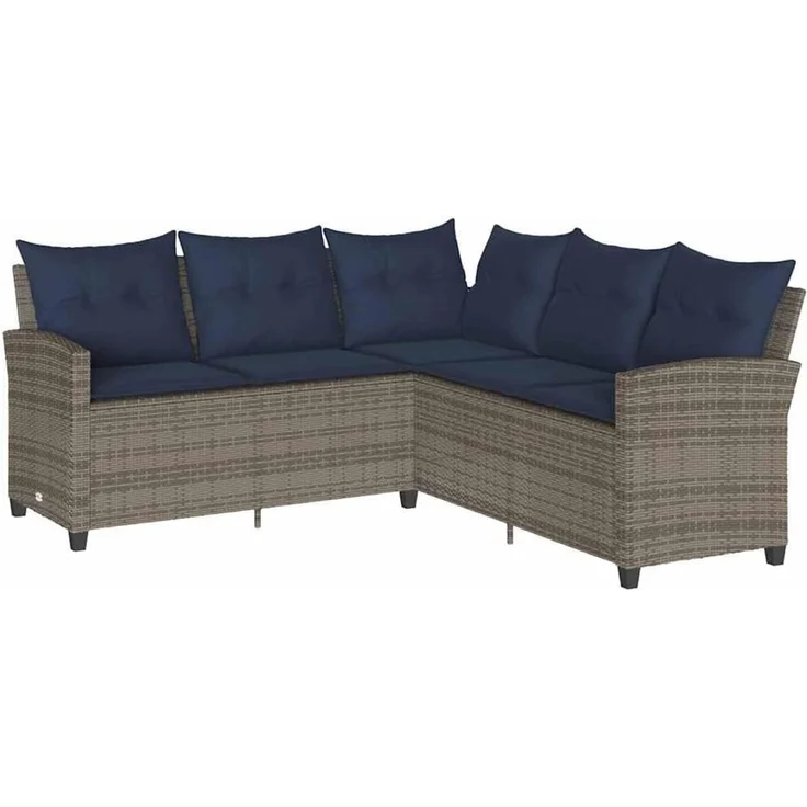vidaXL L-förmiges Couchsofa mit Kissen Graues Polyrattan 365419 – Bild 1