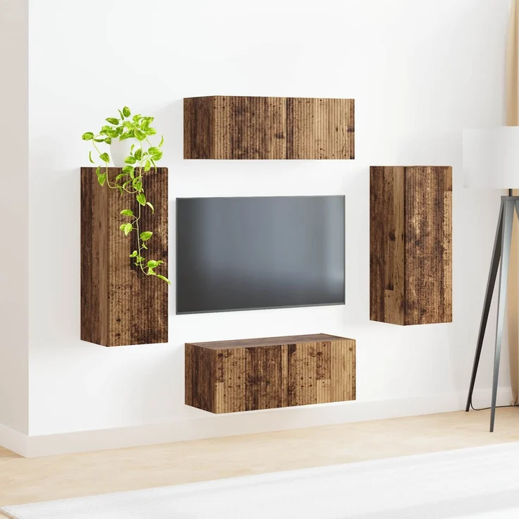 TV-Wandregal Wandmontiert 4 pcs Altholz Holzwerkstoff – Bild 4