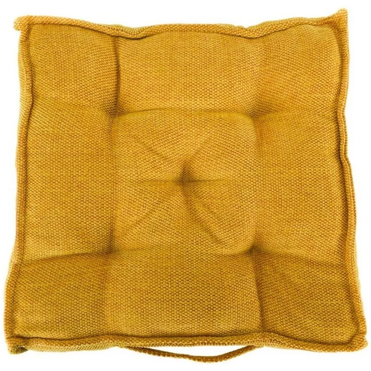 Boxsitzkissen Chenille 40 x 40 x 8 cm Polsterung für Stühle mit Trageschlaufe gelb – Bild 2
