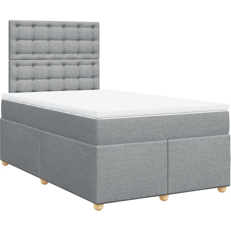 vidaXL Boxspringbett mit Matratze Hellgrau 120x200 cm Stoff 3293561 – Bild 3