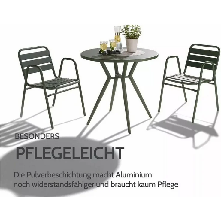 Liadomo Gartentisch Lesina, runder Bistrotisch, Balkontisch, Outdoor-Esstisch Ø 80 cm (ideal für Garten & Balkon, 1 Tisch), Aluminiumtisch in Dunkelgrün, rund – Bild 2