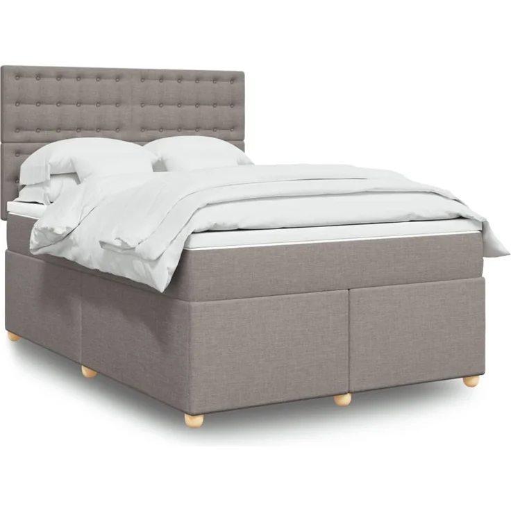 vidaXL Boxspringbett mit Matratze Taupe 140x190 cm Stoff 3293593 – Bild 1
