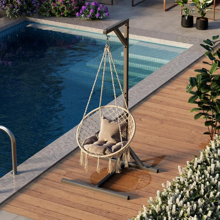 QLS Hängesessel GESTELL aus Stahl mit Haken 212 cm bis 100 kg, Stabil Outdoor pulverbeschichtet Luxus (ohne Hängesessel) – Bild 2