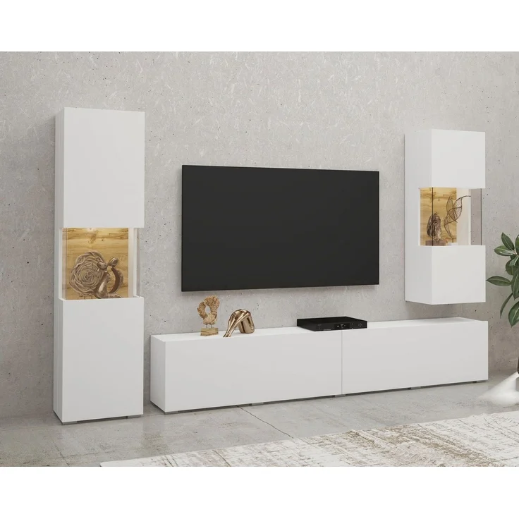 Home affaire Wohnwand Ava, Wohnzimmer-Set hängend/stehend montierbar, Vitrine, Lowboard, 3-tlg. – Bild 1
