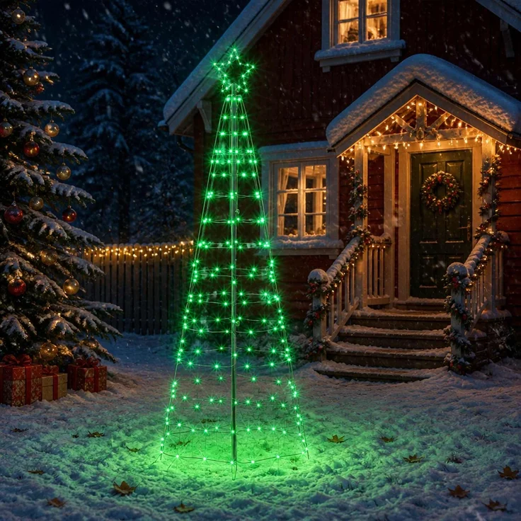 vidaXL LED-Weihnachtsbaum EKENAS 250 cm 300 LEDs Mehrfarbig Stahl 42050819 – Bild 1