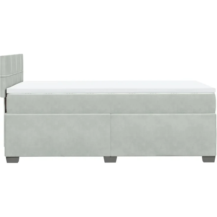 vidaXL Boxspringbett mit Matratze Hellgrau 90x200 cm Samt 3286222 – Bild 9