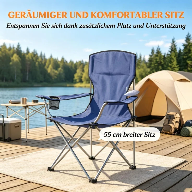 Campingstuhl 88 x 57 x 97 cm, faltbar, Oxford-600D-Stoff und Metallgestell, 2er-Set – Bild 6