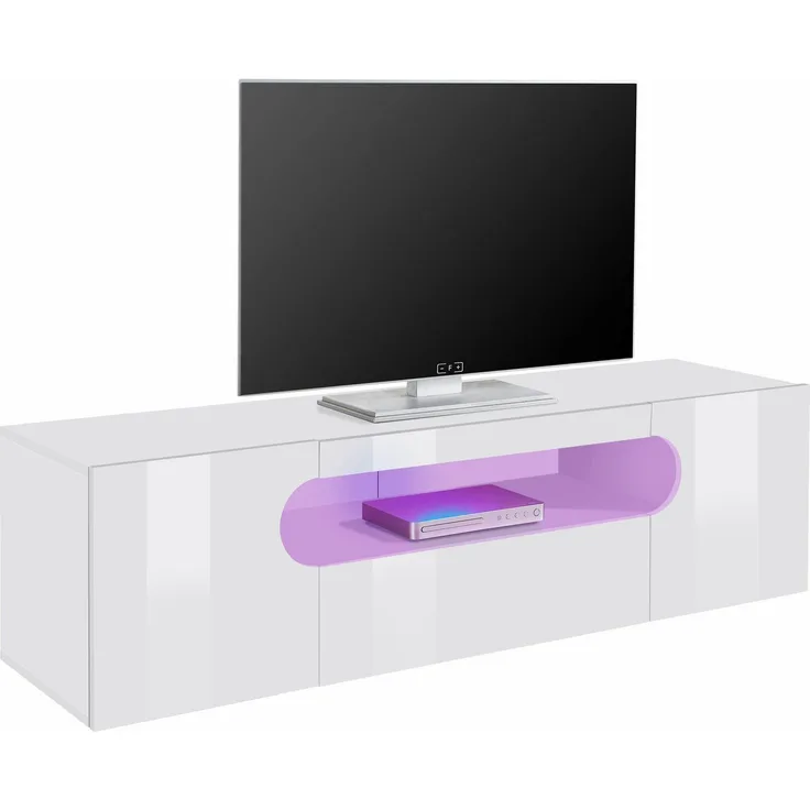 INOSIGN Lowboard Real,Lowboard,TV-Kommode,TV-Möbel,Breite 150 kompl. hochglanz lackiert, mit 2 abgerundeten Türen,1 Klappe,die ein ovales offenes Fach bilden