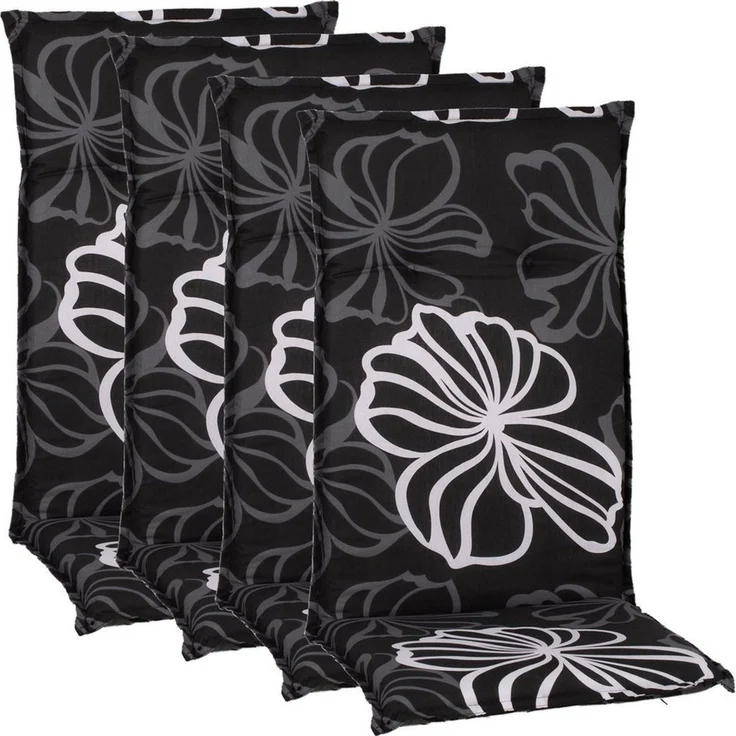 NYVI Hochlehnerauflage Hochlehner Auflagen 4er Set Barcelona - Gartenstuhlauflagen 118x50cm, (4 St), Stuhlauflage, Sitzauflage mit Halteband, UV-fest, Blumen Floral – Bild 1