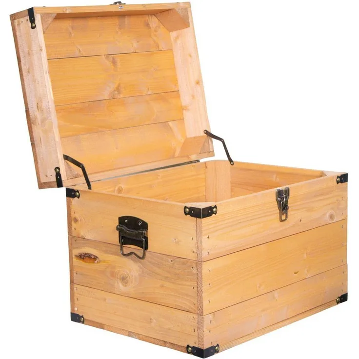 Kistenkolli Altes Land Allzweckkiste Holztruhe mit Deckel Elsa Ocker Schatztruhe Holzkiste Aufbewahrungskis (Spar-Set, 1er Set)