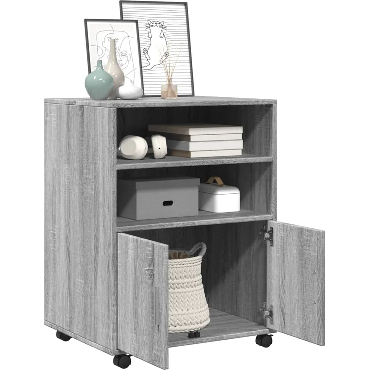 vidaXL Rollschrank Grau Sonoma 60x48x81 cm Holzwerkstoff 853169 – Bild 2