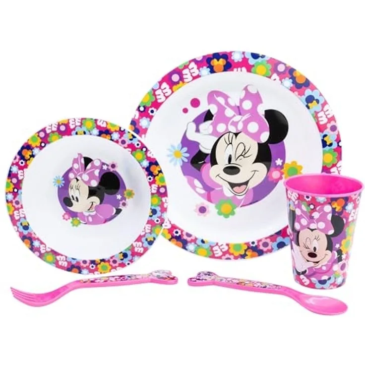 Disney Mickey Mouse Teller-Set Mikrowellengeeignet 5-teiliges Kindergeschirr mit rutschfestem Boden