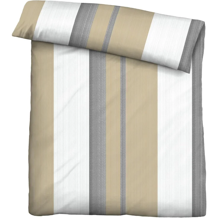 Traumhaft schlafen - Castell - Markenbettwäsche Thermo-Fleece Bettwäsche 0360443 LÄNGSSTREIFEN, kitt, 1x 155x220 cm + 1x 80x80 cm – Bild 2