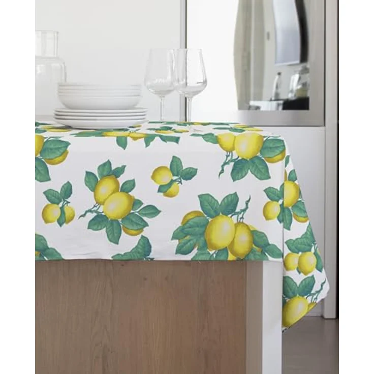GEMITEX Traditionelle Tischdecke, Plüsch, gewachst, wasserdicht und schmutzabweisend, Dekor 4138 Zitronen von Sorrento, ideal für quadratische und runde Tische für 4 Personen, 140x140 cm, – Bild 3