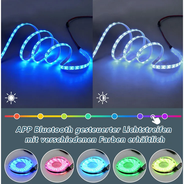 DESVIAE Couchtisch mit 2 Schubladen und LED-Beleuchtung 100x45x50 cm Spanplatte Weiß – Bild 4