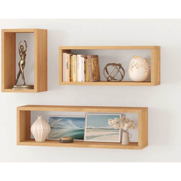 Wandablage schwebender Nachttisch Regal Ablage aus Buche Länge wählbar V-90.84-53Dreierpack – Bild 3