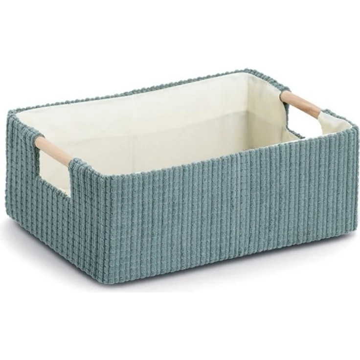 Zeller Present Aufbewahrungskorb, Baumwolle/Polyester/Holz, salbei, ca. 27 x 19 x 10 cm – Bild 1