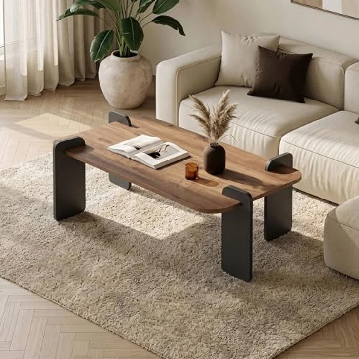 Stilvoller Couchtisch, 120 x 60 x 35 cm, Atlantische Kiefer & Anthrazit | 100% melaminbeschichtet, werkzeuglose Montage, modernes Design – Bild 2
