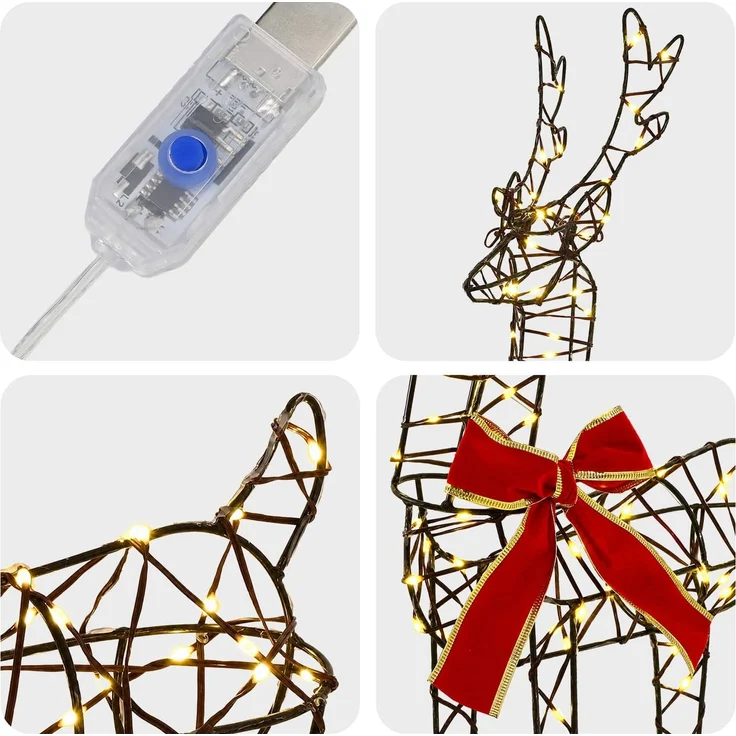 vidaXL Weihnachtsrentier 6 stk. 540 LEDs Warmes Weiß 3469684 – Bild 6