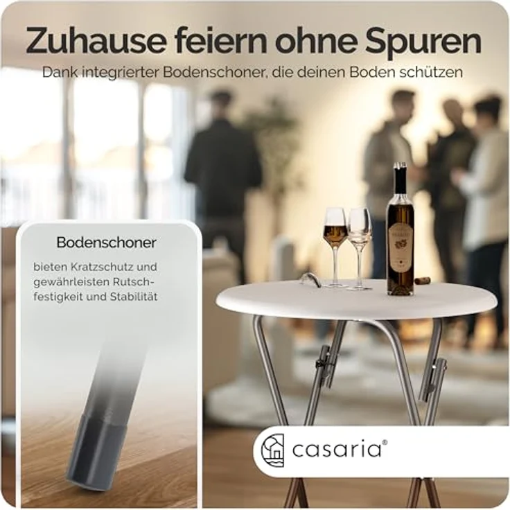Casaria Stehtisch Klappbar, Holz Optik Weiß, 60cm – Bild 7