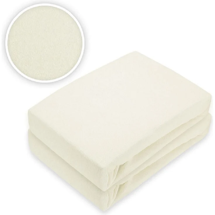 Doppelpack Frottee Spannbettlaken 120 x 200 cm Naturweiss – Bild 2