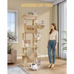 Kratzbaum Groß, 210 cm Hoch, Katzenbaum, mit 8 Kratzbäume, 2 Höhlen, Groß Plattformen, Waschbare Matte, Hängematte, Plüschbälle, Mehrstöckiger Katzenkratzbaum, Kamelbraun