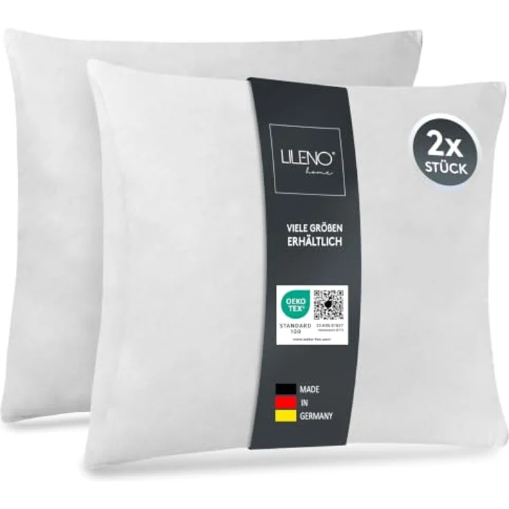 LILENO HOME Kissenfüllung 2er Set, pralle Füllung für Couch- und Dekokissen 50x50 cm, hypoallergen und Oeko-Tex Klasse 1, Made in Germany – Bild 1