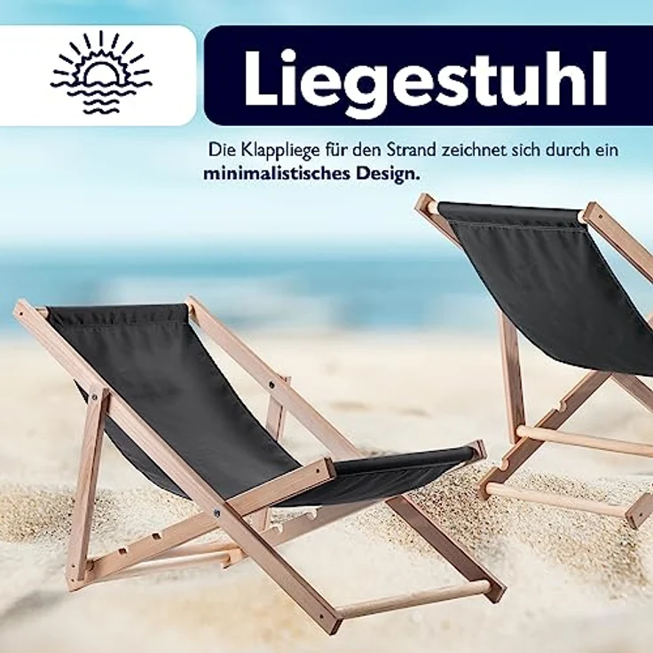 Kadax Holzliegestuhl, klappbar, aus Buchenholz, Graphit, 53x78 cm, für Garten und Terrasse, tragfähig bis 120 kg, UV- und feuchtigkeitsresistent – Bild 4