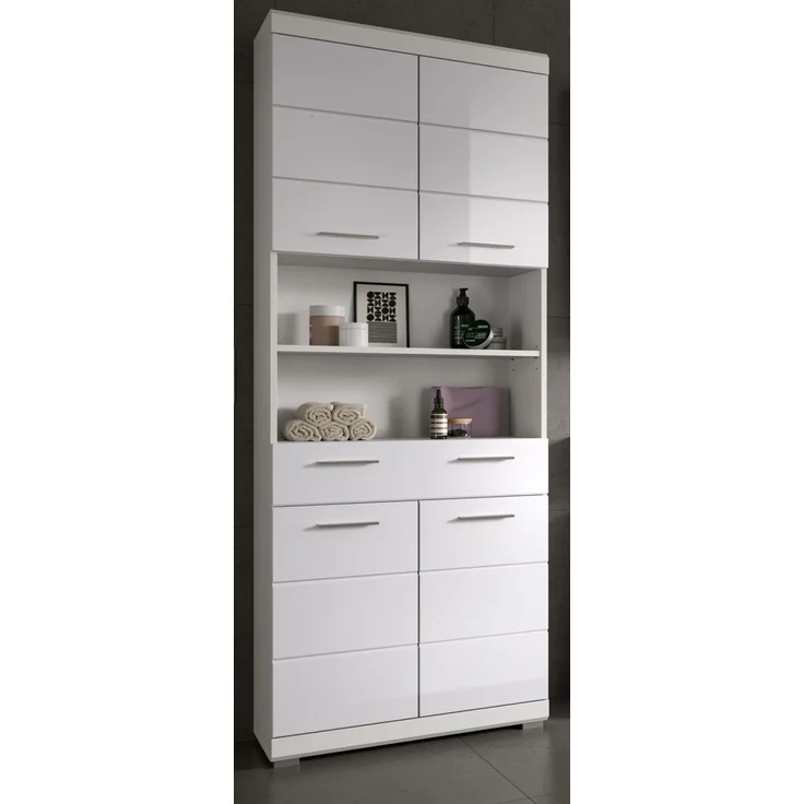Badezimmer Hochschrank Shawn in weiß Hochglanz 74 x 191 cm – Bild 6