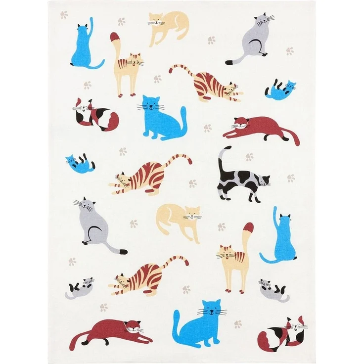 Kracht Geschirrtuch Katzenpfoten, (3-tlg, 3-teilig), 3er Pack Geschirrtücher (3 Stück), ca. 50 x 70 cm, Halbleinen bedruckt – Bild 1