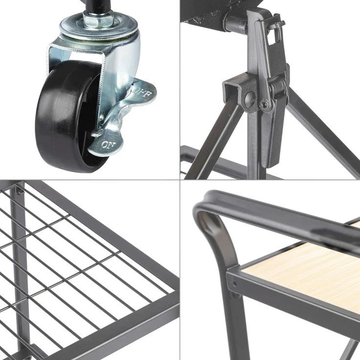 ONVAYA® Küchenwagen James klappbar | Servierwagen auf Rollen | Etagenwagen | Beistellwagen für Küche und Wohnzimmer | Grau – Bild 6