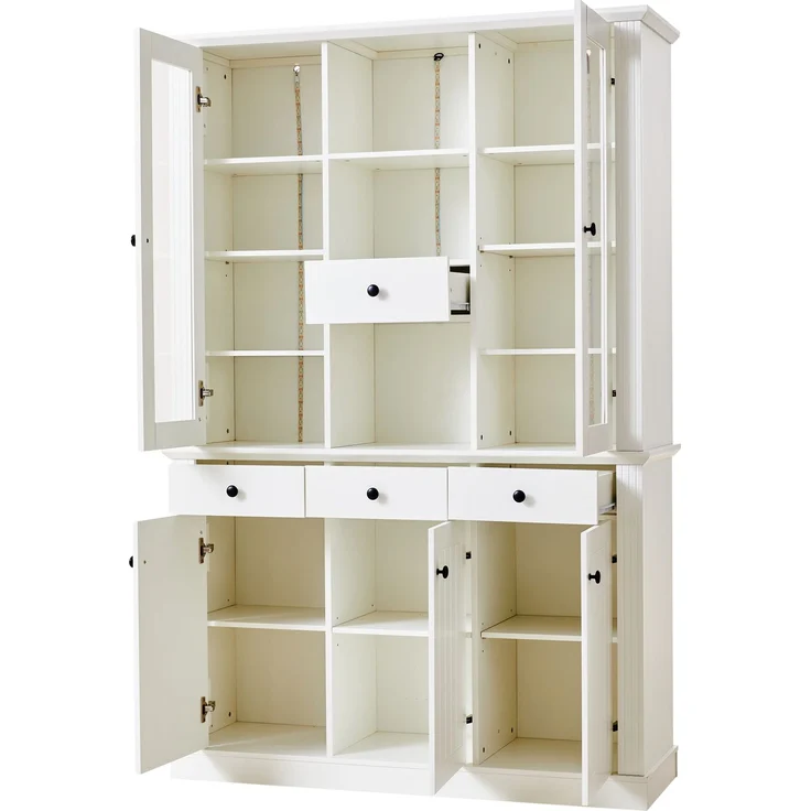 N625P293053054055W)119,5*40*180cm Vitrine, Standvitrine mit 4 Schubladen, Vitrinenschränke mit LED,Wohnzimmerschrank , Schrank mit 4 Schubladen und 5 Türen,Großer Schrank mit 21 Ablagefächern,MDF – Bild 10