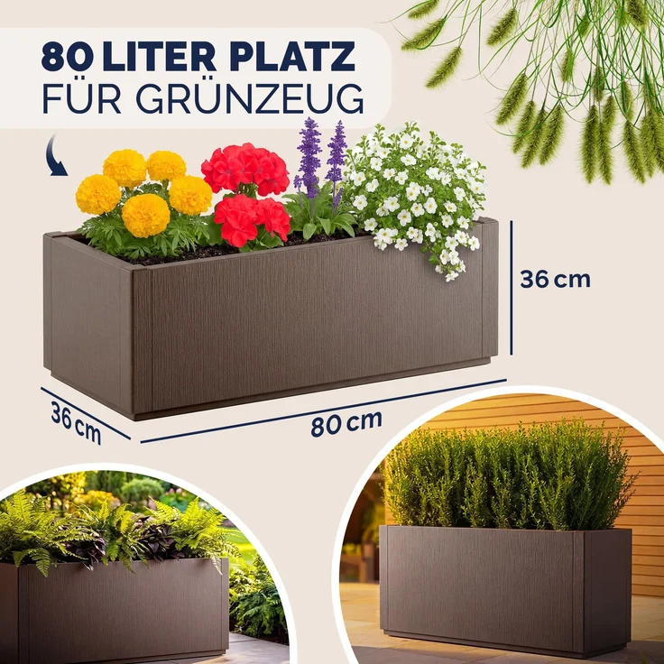 CASARIA® Pflanzkasten Ethica 80x36x36cm Braun – Bild 3