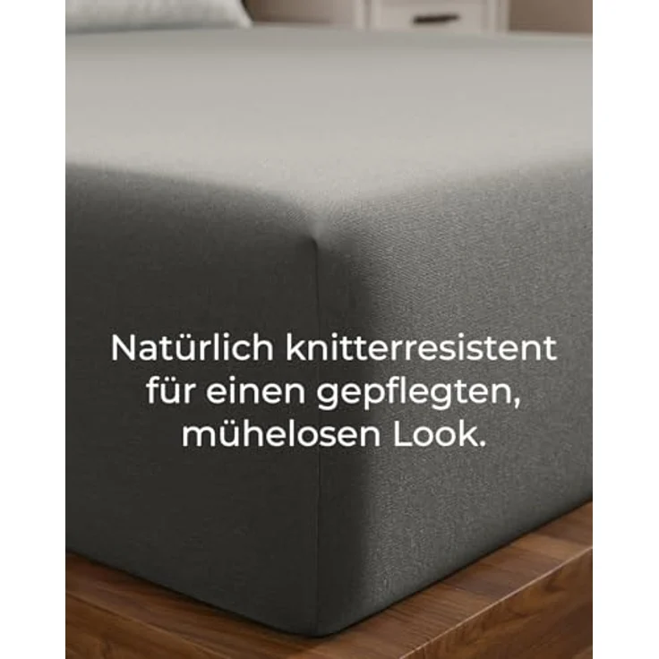 Spannbettlaken Jersey 160x200 - Baumwolle Boxspringbett 40cm - Anthrazit – Bild 6