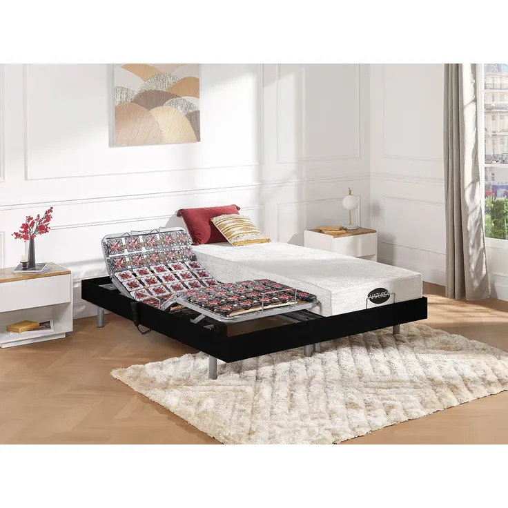Relax-Bettgestell 2x78 Modulteller - 2 x 90 x 200 cm - Schwarz - DREAMEA – Bild 2